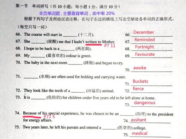 廖唯伟高考英语学霸笔记2011年全国高考英语新课标2卷高考真题考点命中率分析报告 12